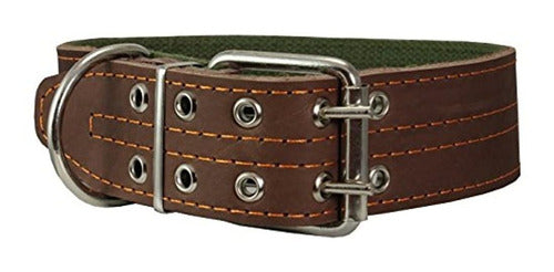 Dogs My Love Genuine Leather Dog Collar, Padded, Brown 1.75" 0