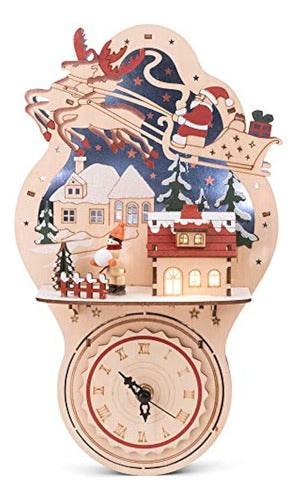 Roman 133315 Reloj De Pared Con Escena De Papá Noel, 13 PuLG 0