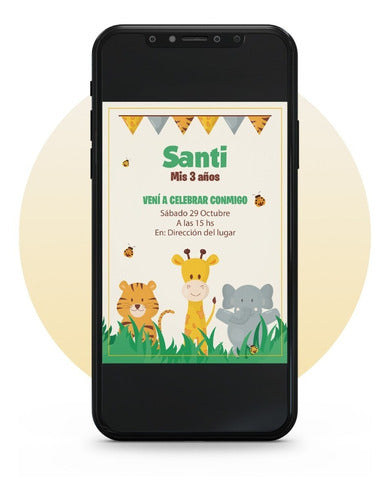 Invitación Tarjeta Digital - Animalitos De La Selva 0