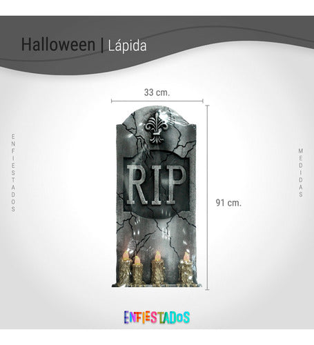 Enfiestados Halloween Tombstone Decoration With 4 LED Candles 4