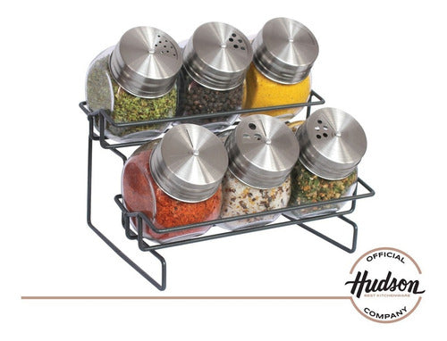 Hudson Set X6 Glass Spice Jars with Metal Base 2