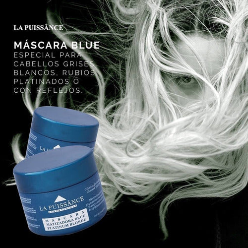 Kit Shampoo Platinium Blue La Puissance 300ml+ Mascara Azul 1