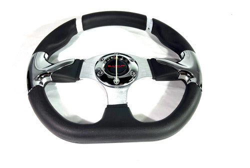 Volante Deportivo Tuning Racing 3cm Negro + Cromo V526c-4 0