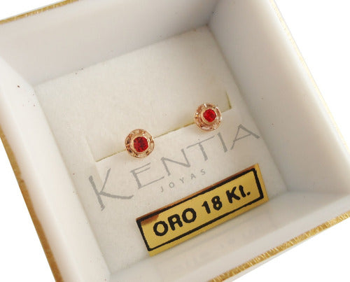 Kentia Joyas Aros Abridores Oro 18 Kt Piedra Chica Rojo Recién Nacida Bebé 0