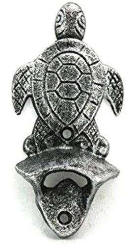 Hampton Nautical Antique Silver Wall Mounted Turtle Abrebote 0