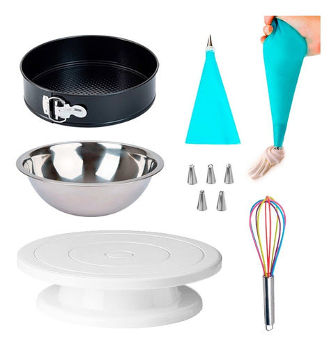 Kit Completo Para Preparar Tortas Plato Giratorio Decoracion 0