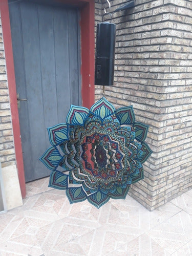 Mandala 3D Acero Inoxidable Giratoria Para Jardín 30 Cm Diá 2