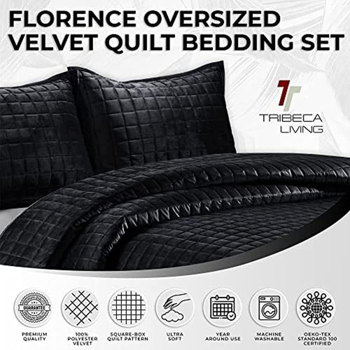 Tribeca Living Velvet Twin Quilt Set, Juego De Ropa De Cama 1