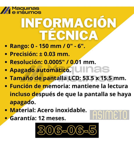 Asimeto 306-06-5 150mm Large Digital Caliper 5