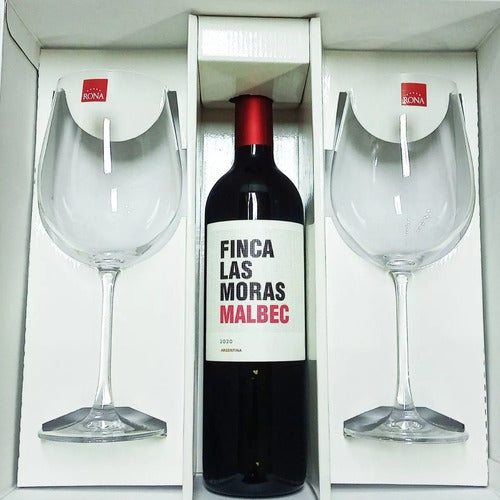 Set De Vino 2 Copas 650ml + Finca Las Moras Malbec Regalo!! 1