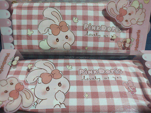 Pink Doris Bunny Cuty Square Pencil Case 1