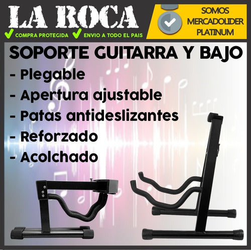 Soporte Plegable Piso Guitarra Bajo Acolchado 2