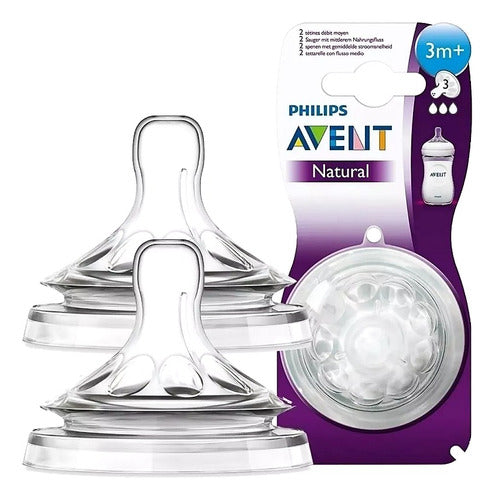 Nueva Tetina Avent Natural + 3 Meses Con 3 Agujeros Original 0