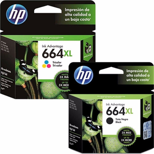 Kit Cartucho Hp 664xl Preto + Hp 664xl Colorido Original 1