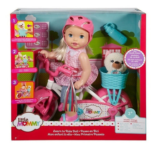 Little Mommy Learn to Ride Bicycle Doll 0