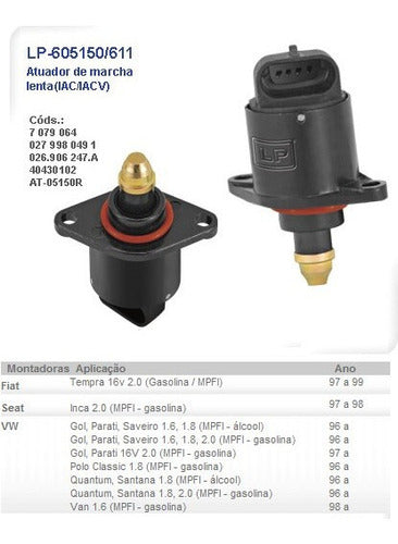 Volkswagen Actuator De Marcha Lenta for Gol/Parati/Saveiro 1.6/1.8/2.0 0