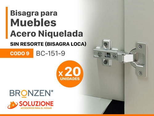 Bisagra 35mm Codo 9 Sin Resorte Muelle Premium X 20 Unidades 1