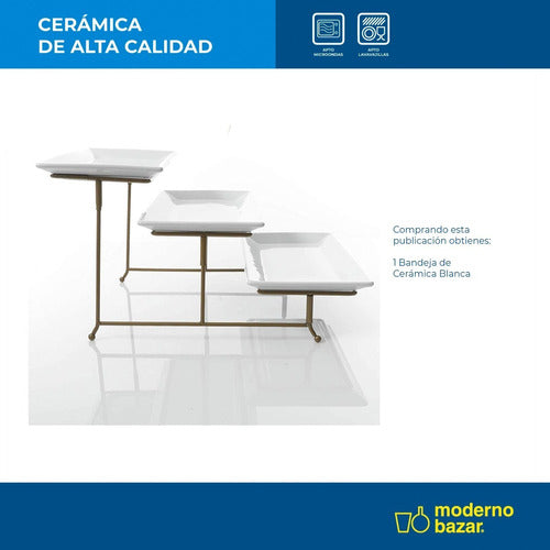 Moderno Bazar Fuente Grande Bandeja Ceramica Blanca Rectangular Hogar 2