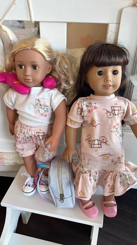 Short Sleeve Nightgown Set for Girls and American Girl Doll 4