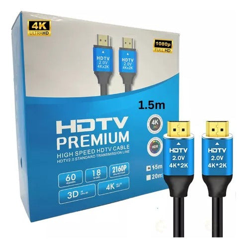 Cable Hdmi Video 4k Alta Velocidad Hdmi Premium 1.5 Metros 3