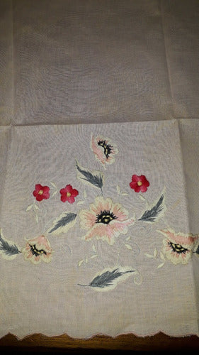 Hand Embroidered Vanity Towel Cover 100% Cotton - Pale Pink 0