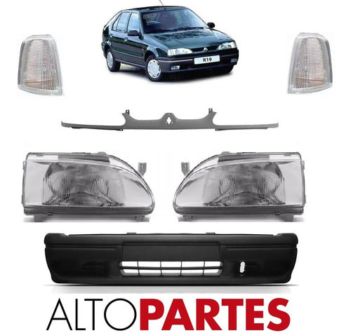 Renault 19 Front Bumper Headlight Grill Combo 1