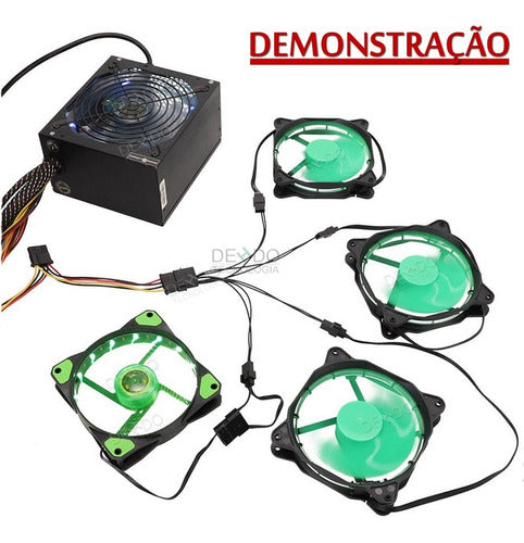 Cabo Adaptador Multi Fan Molex P/ 4 Coolers 4 Pin Frete Grat 3