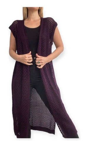 LA MODA DE CIRO Long Open Knit Vest or Kimono Ideal for the Beach - Colors 1