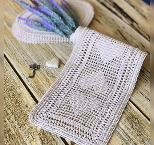 Minluva17 Crochet Table Runner and Two Matching Place Mats 5