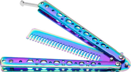 Razor Butterfly Trainer Knife Rainbow Fade Practice Comb 2