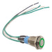 Pulsador Boton Metalico 12mm Sin Retencion Verde Con Cable 2