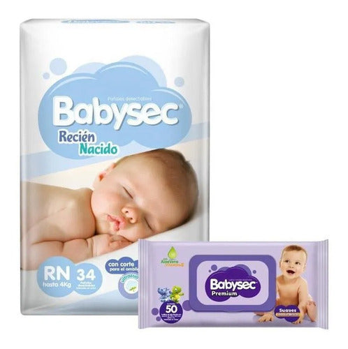 Babysec Pack Diapers Rn X 34 Units + Free Towels 0