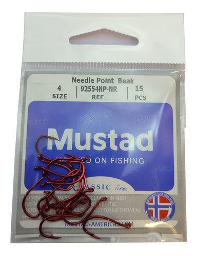 Mustad 92554NP-NR #4 Needle Point Beak 15U Fishing Hooks 0