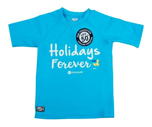 Kids' UV Protection T-Shirt Short Sleeve Printed UPF 50+ Origami 19