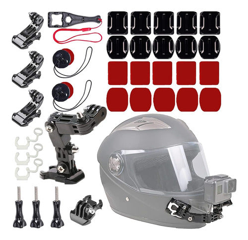 Wlpreoe 34in1 Motorcycle Helmet Chin Mount Kit for GoPro Hero 10 9 8 7 Black Silver White 6 5 4 Osmo and Other Action Camera 0