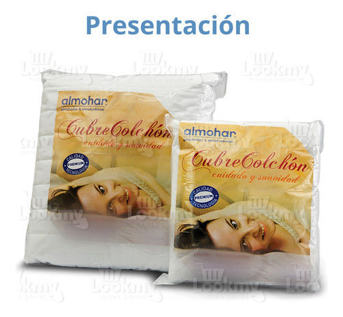 Almohar Cubrecolchón Matelaseado Ajustable Protector 1 Plaza 190x80 6