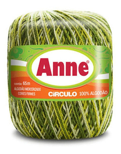 Linha Para Crochê C/ 65m Anne Mesclada - Cor 9462 Verde Pist 0