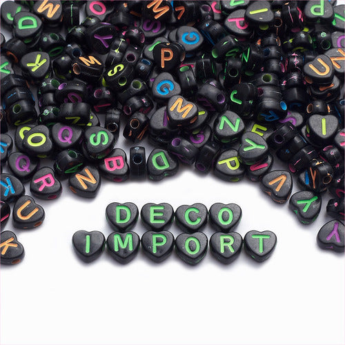 Deco Import Letras Corazon Negro Fluo 7x7mm-bolson 500gr 4000 U 0