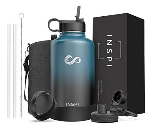 INSPI 64 Oz Water Bottle with Silicone Sleeve, Leak-Proof 0