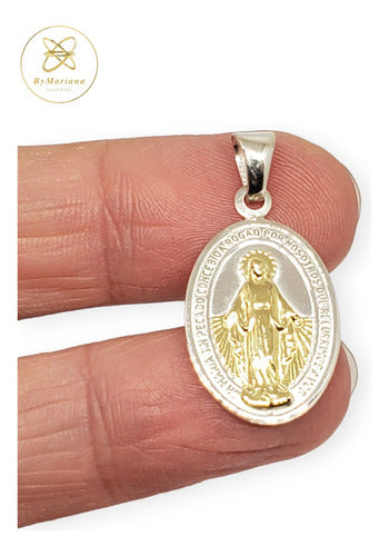 Oval Silver and Gold Miraculous Medal Pendant 1