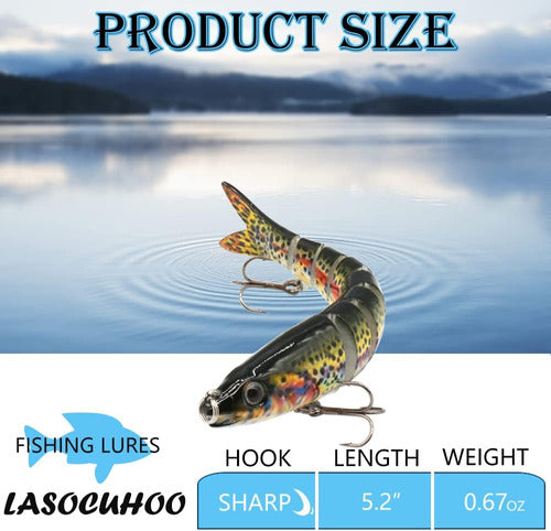 Lasocuhoo Multiarticulated Freshwater/Saltwater Fishing Lures Set of 3 1