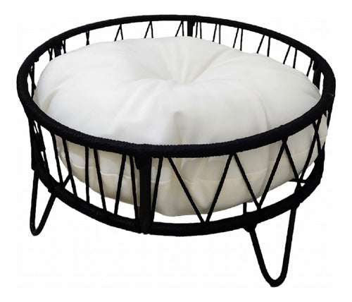 Natura Garden Cama Cucha Perro Gato Hierro Tejido Simil Yute Con Almohadon 3