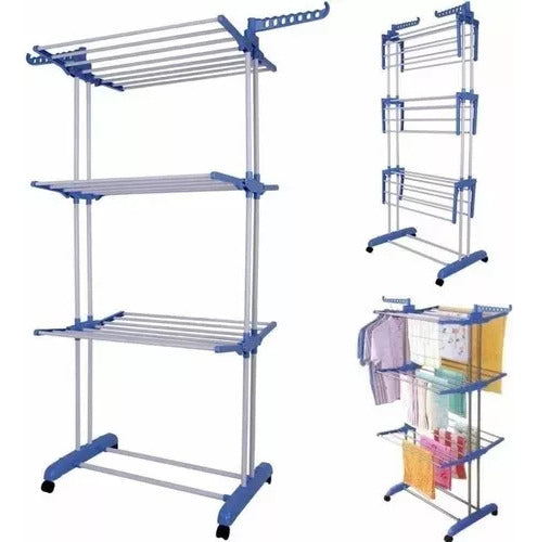 We Glam Vertical Clothing Rack 3 Levels with Wheels, 40kg Capacity 2