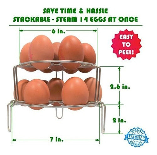 Instant Pot Egg Rack Steamer - 14 Huevos - Apilable 2 Nivele 3