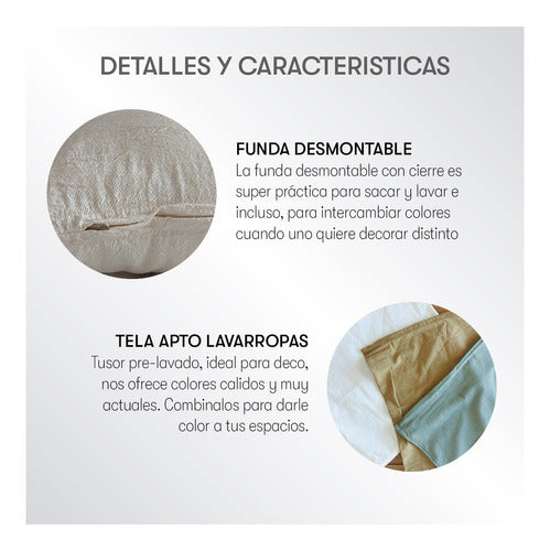 Loofah Funda Almohadón Tusor 70x50 Nórdicos Cama - Varios Colores 2