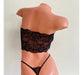 Temptation Lingerie Lace Bandeau and Thong Set + Lace Thigh-High Stockings for Women 3