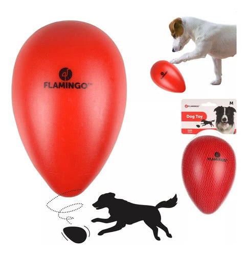 Flamingo Red Ovo Egg Toy for Dogs - Stress Relief - 18.5cm M 0