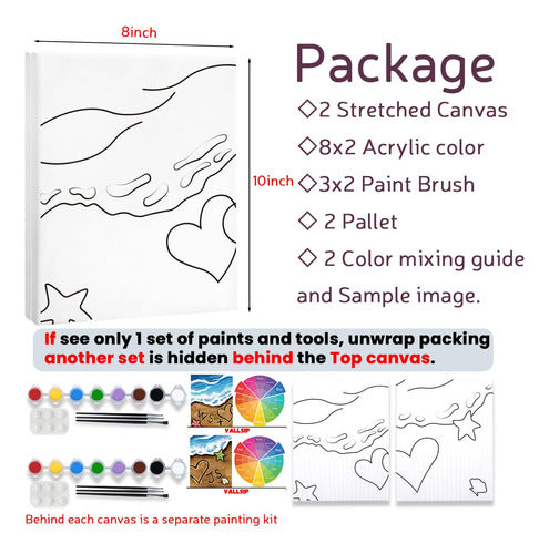 VALLSIP Couples Painting Kit, Pre-Drawn Canvas 20x25 Cm 4