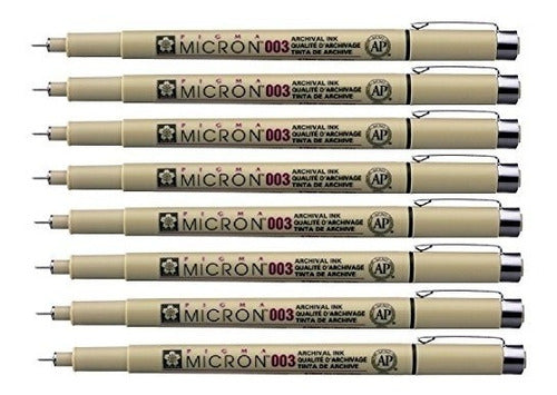 Sakura Pigma Micron Pen 003 Black Felt Tip Artist Drawing Pens - 8 Pen Set 3