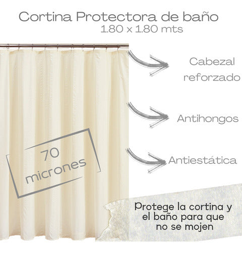 Bathroom Curtain Shower Fabric + Natural Oregon Prague Protector 4